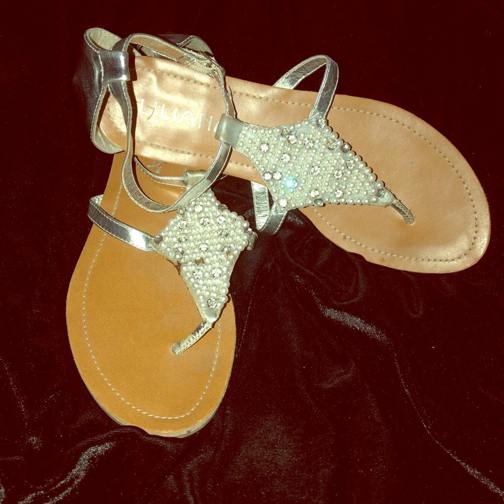 Silver Bling & Pearl Split Toe Sandals